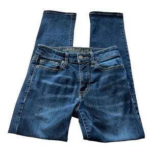American Eagle Jeans Mens 26x28 Blue Denim Cotton Slim Straight Extreme-Flex